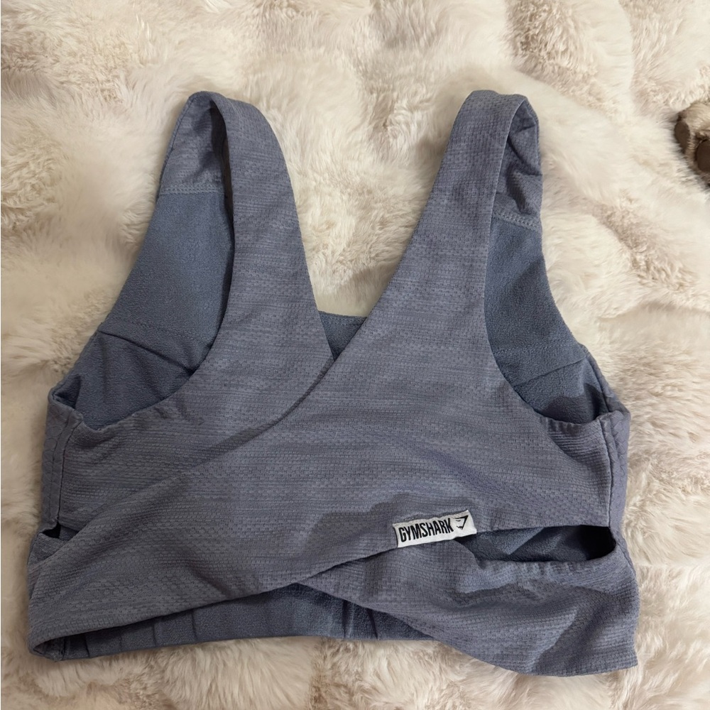 SALE GYMSHARK Women's Blue Wrap-Front Sports Bra S 🏃‍♀️💙